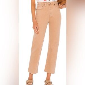 RE/DONE Originals 70s Ultra High Rise Stove Pipe Jeans Washed Khaki 27